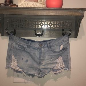 Light wash distressed shorts